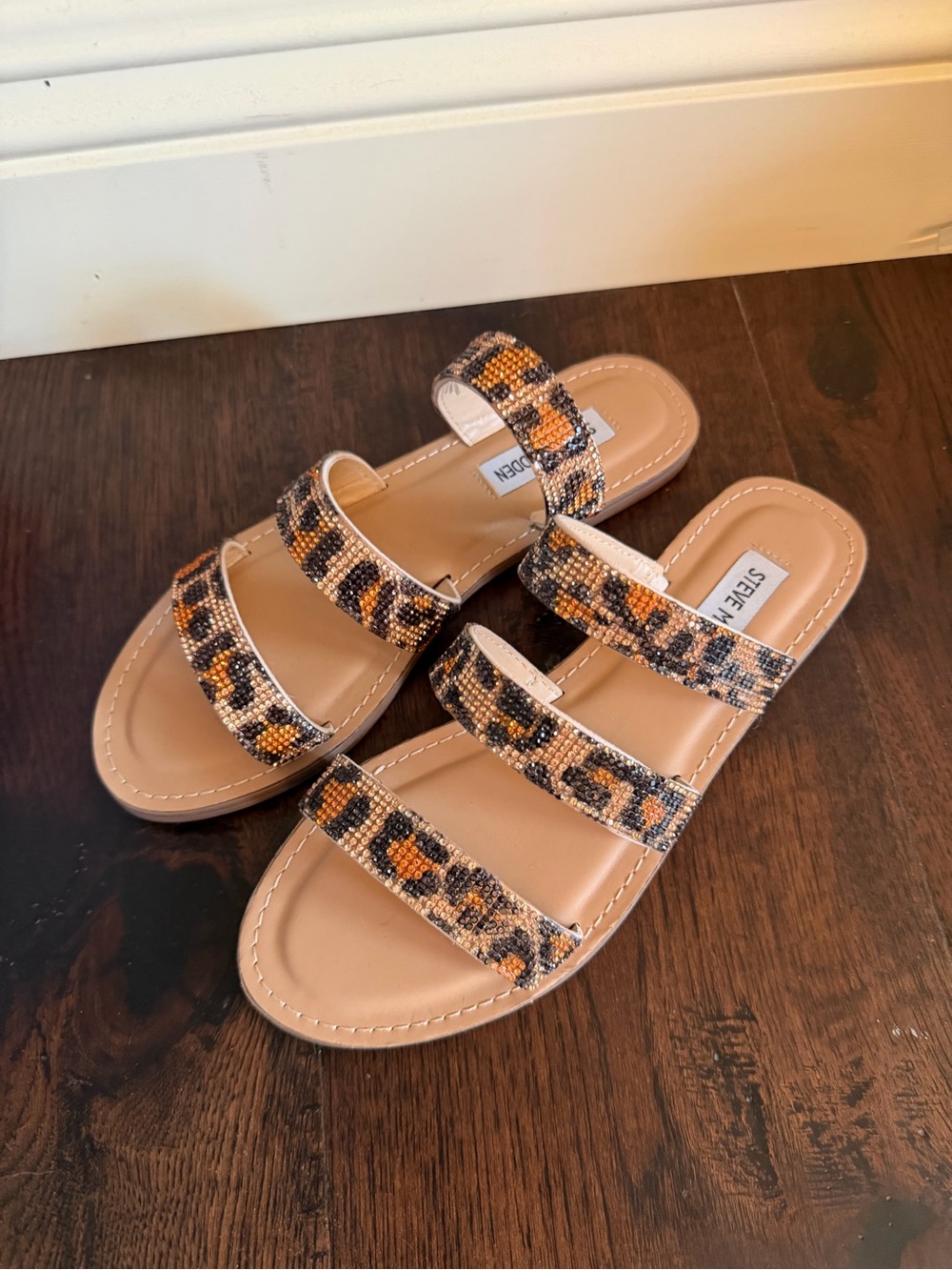 Steve Madden Triple-Strap Leopard Beaded Sandals
